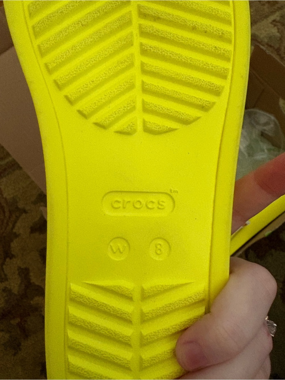 CROCS Women's Bright Yellow Strappy Slide Sandal - Picture 2 of 4